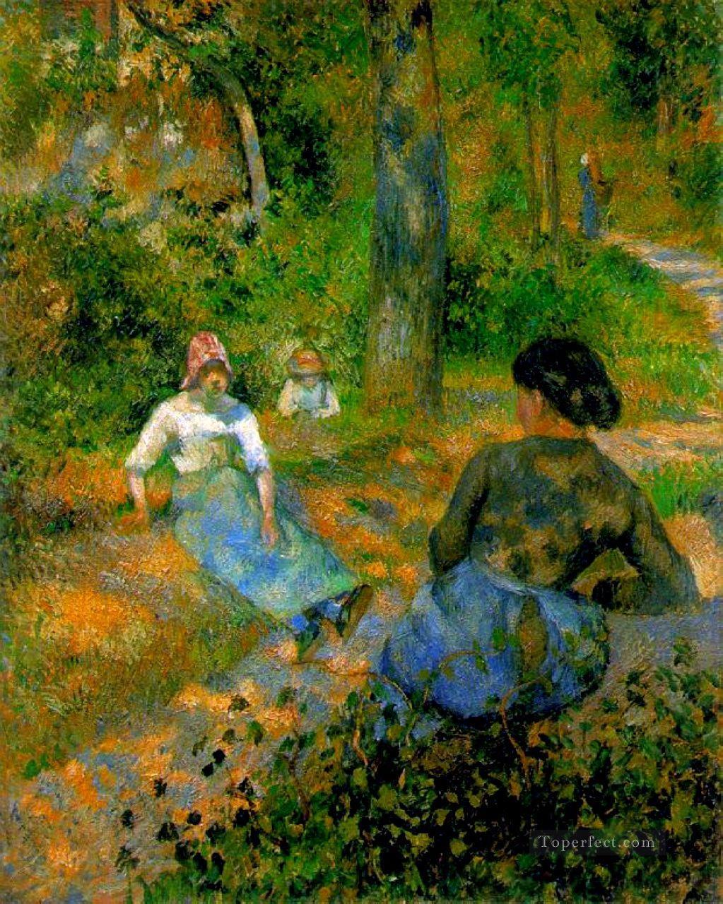 campesinos descansando 1881 Camille Pissarro Pintura al óleo